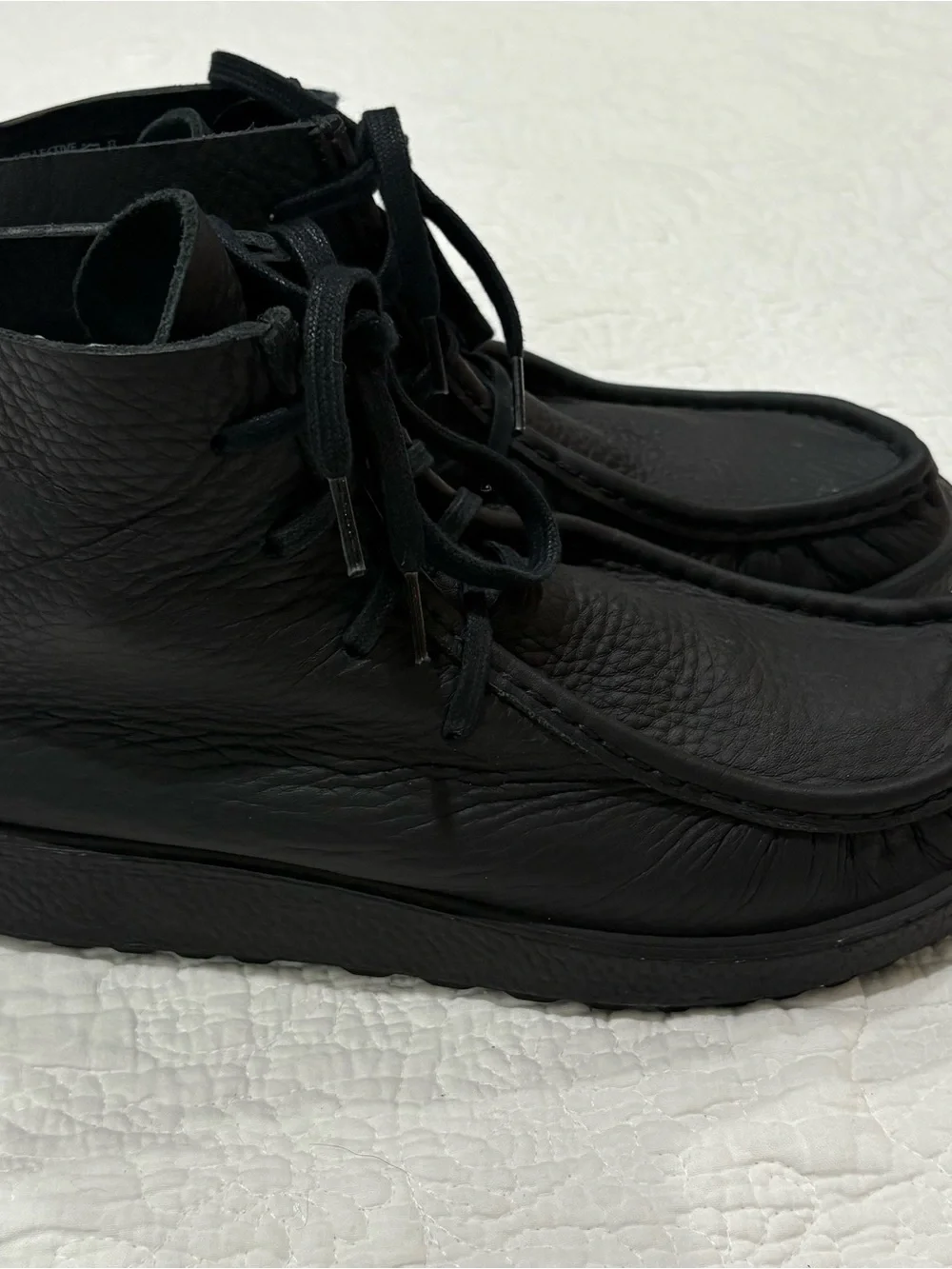 At.Kolektive Black Joke Lace Desert Boot Size 42 Pebble Grain Leather Square Toe